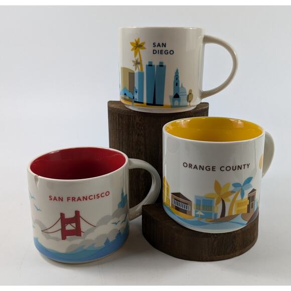 Starbucks San Diego Francisco Orange Coffee Mug 14oz Tea You Are Here AUTHENTIC - Picture 1 of 16